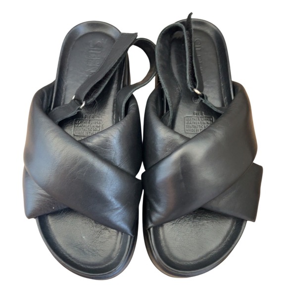 Silent D Anthropologie Pier Platform‎ Black Leather Sandal SZ: 37 EU 6.5-7 US - Picture 8 of 8